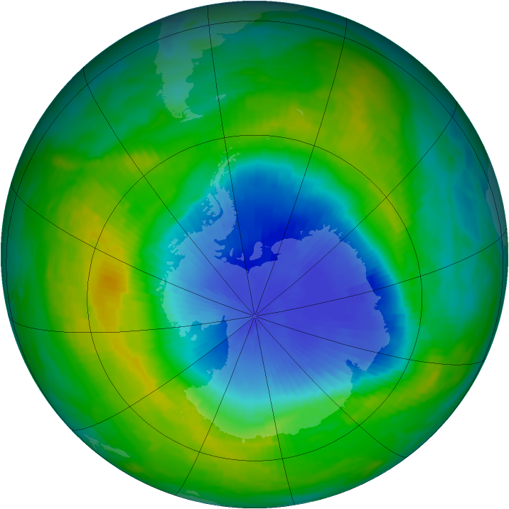 Antarctic ozone map for 19 November 1985